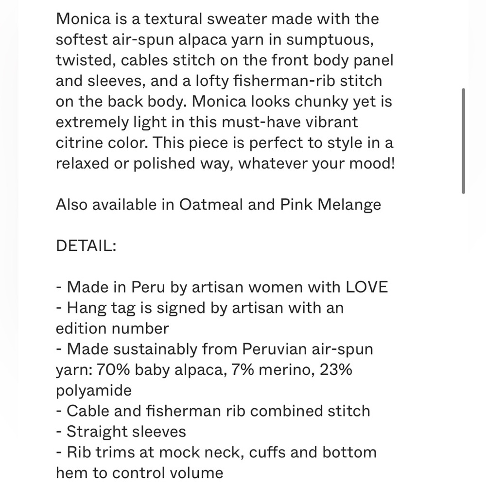 ELEVEN SIX NWT MONICA Alpaca Blend Pullover Sweater in Citrine - Picture 6 of 17